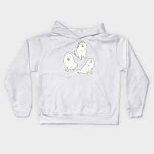 samoyed dogs smiling with tongue out stickers Kids Hoodie